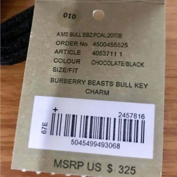 $325 Burberry Beasts Studded Bull Leather Bag Charm Key Charm Key Ring Fob NWT - Picture 8 of 10